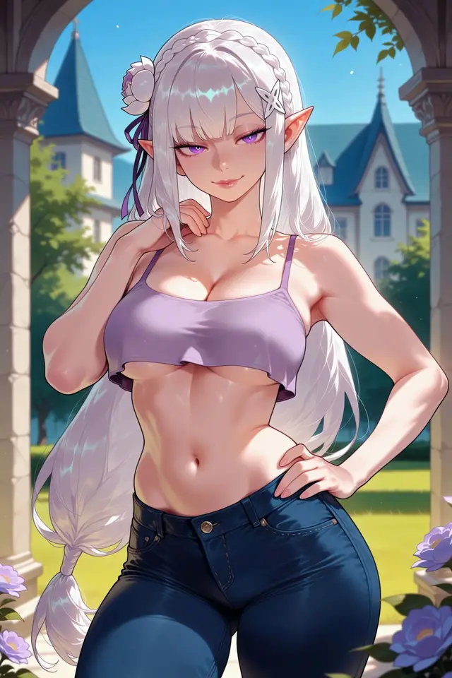 Emilia — Re Zero Kara Hajimeru Isekai Seikatsu, planche 32. ahegao, anal, big ass, big breasts, blowjob, butt plug