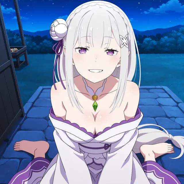 Emilia — Re Zero Kara Hajimeru Isekai Seikatsu, planche 4. ahegao, anal, big ass, big breasts, blowjob, elf