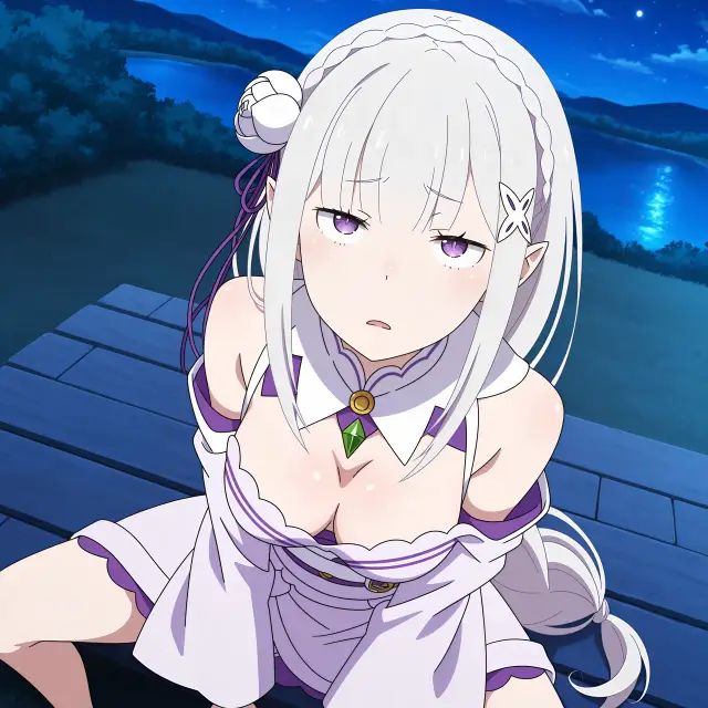 Emilia — Re Zero Kara Hajimeru Isekai Seikatsu, planche 19. ahegao, anal, big ass, big breasts, blowjob, elf