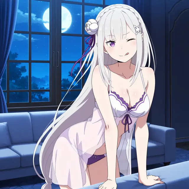 Emilia — Re Zero Kara Hajimeru Isekai Seikatsu, planche 24. ahegao, anal, big ass, big breasts, blowjob, elf