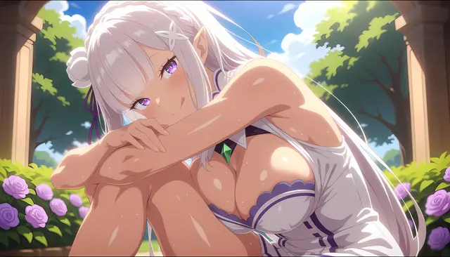 Emilia, Subaru Natsuki — Re Zero Kara Hajimeru Isekai Seikatsu, planche 21. ahegao, anal, big ass, big breasts, blowjob, deepthroat